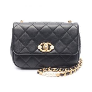CHANEL Matelasse Shoulder Bag Leather Women's Black AS3000